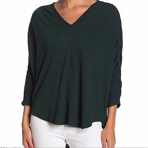 H by Bordeaux Black Ruched Sleeve Top
